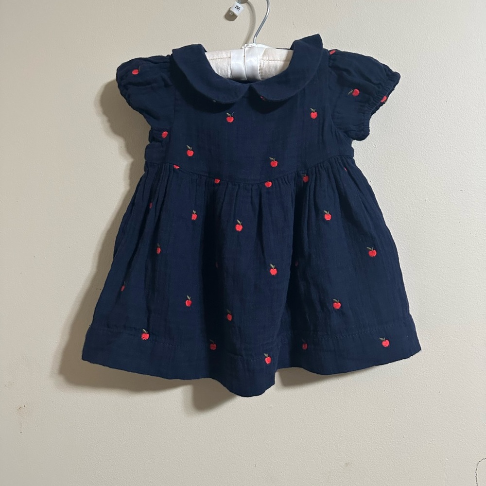 Navy Blue Kids Dress with Red Accents